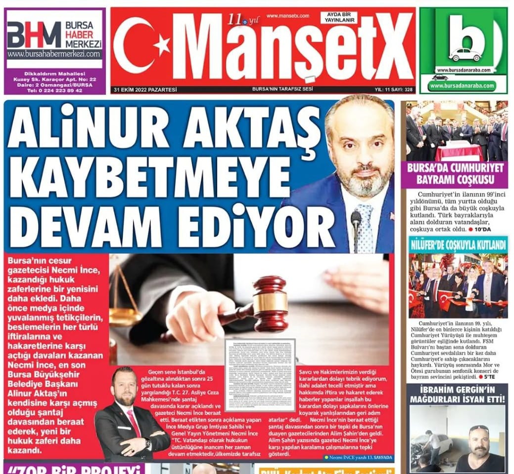 ALİNUR AKTAŞ'IN ALENAN HAKARETTEN NECMİ İNCE İÇİN AÇTIĞI DAVAYI'DA KABEYBETTİ!